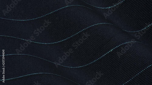 Italian Navy Blue Pinstripe Wool Suiting Fabric rolling in timeless waves of deep dark background and fine tailored vertical lines for business