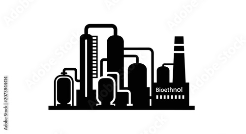 Photos Bioethanol refinery icon represents industrial processing plants that convert organic biomass into renewable fuel sources for global energy production