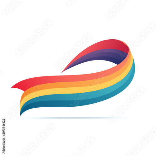 Colorful ribbon wave in flat design style