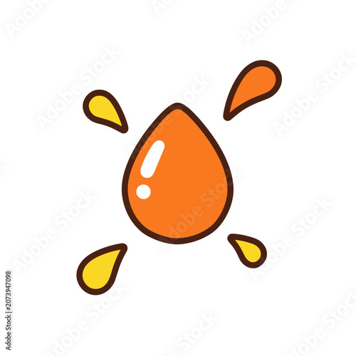 Orange water droplet with splash illustration