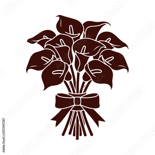 Calla Lily Bouquet with Ribbon Vector Illustration