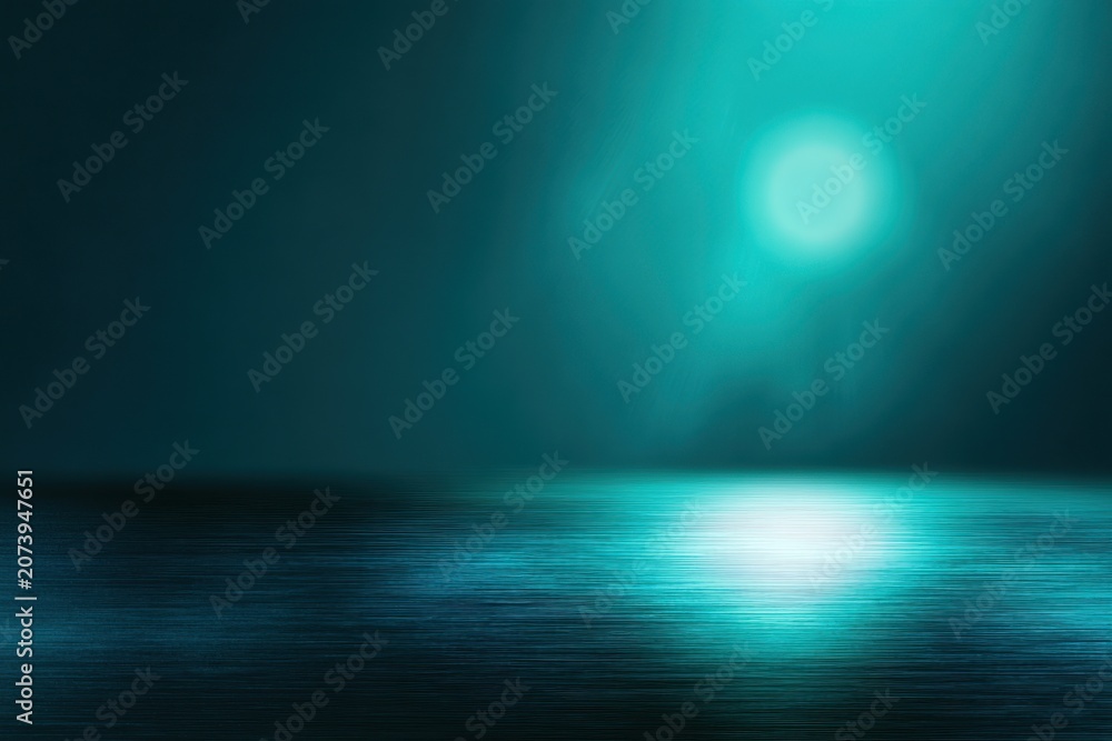 Obraz premium Teal Metallic Abstract Background with Soft Blur and Spotlight Glow