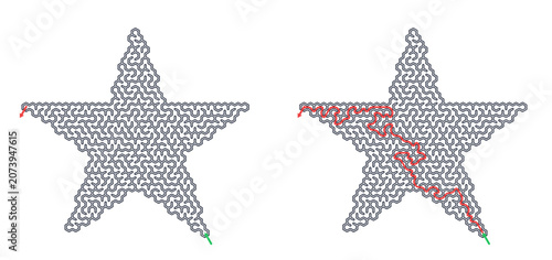 Word seek puzzle sheet with hexagonal star pattern and path  