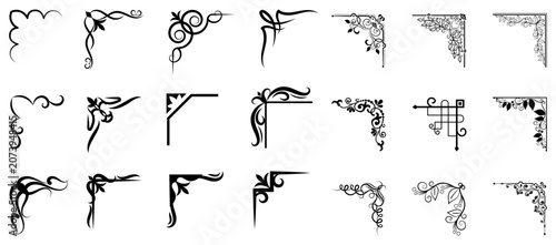 Foto Vector illustration of decorative corner set