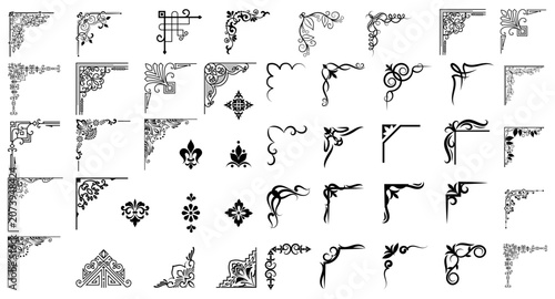 Bild auf Leinwand Vector illustration of decorative corner set