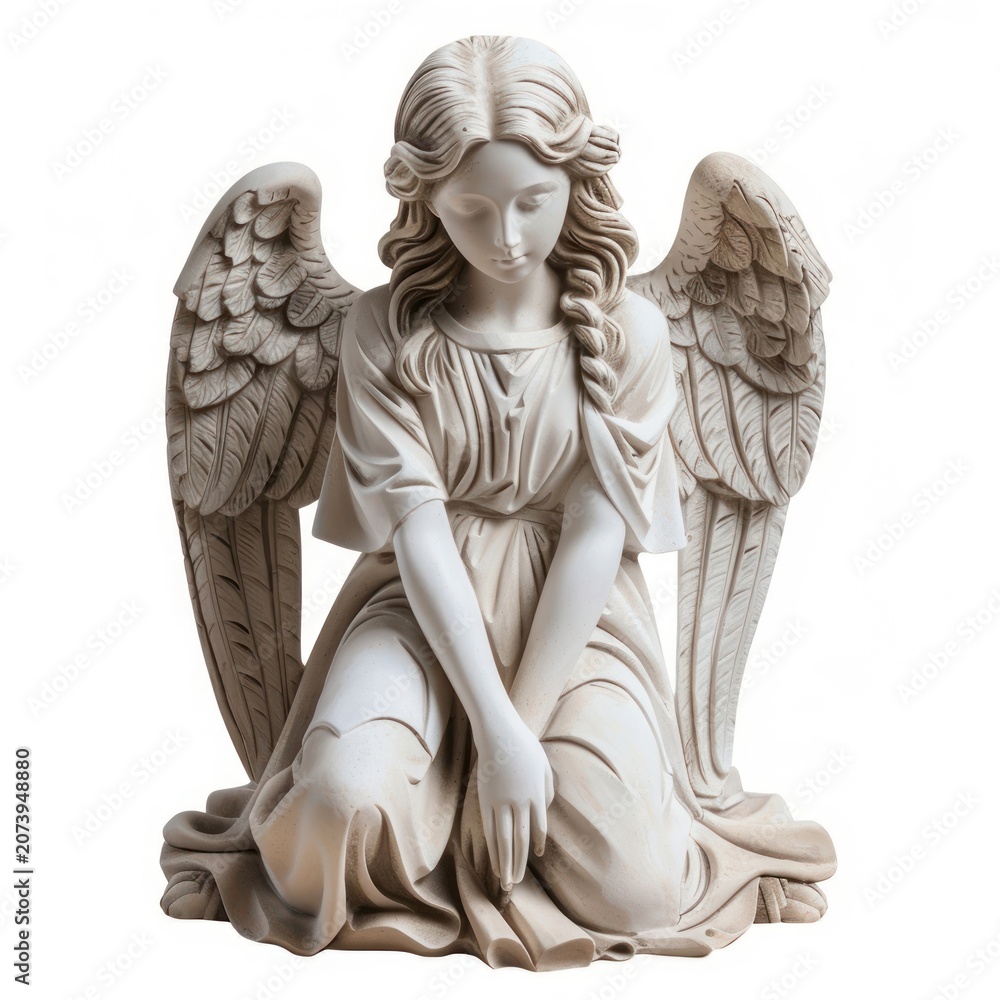 Naklejka premium Elegant angelic sculpture with wings