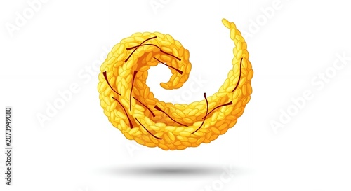Creative Saffron Rice Wave with Red Stigma Spices for Mediterranean and Middle Eastern Food Projects