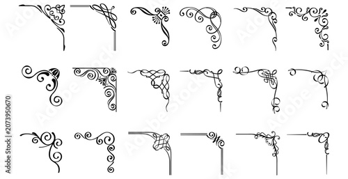 Tableau sur toile Vector illustration of decorative corner set