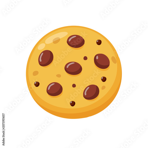 Chocolate chip cookie flat vector illustration