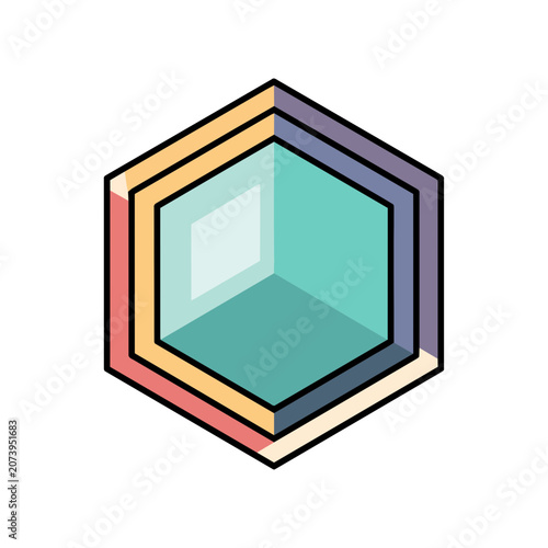 Colorful 3D Hexagon Vector Icon