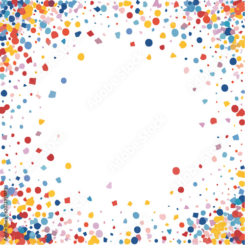 Colorful Confetti Circular Frame Vector