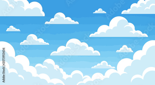 A serene blue sky with white clouds.