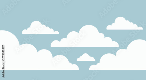 White clouds on blue sky background.