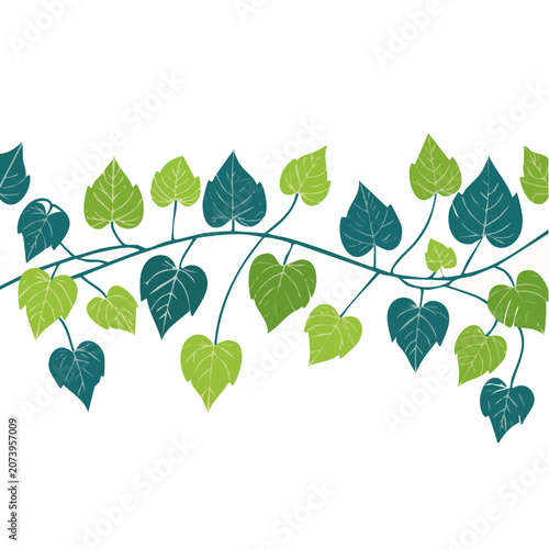 Flat illustration of green leafy vine branch