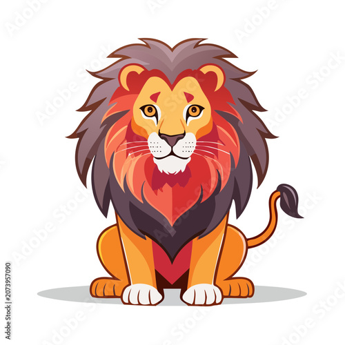 Flat vector illustration of a sitting lion