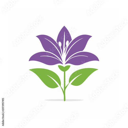 Purple Lily Flower Flat Vector Icon