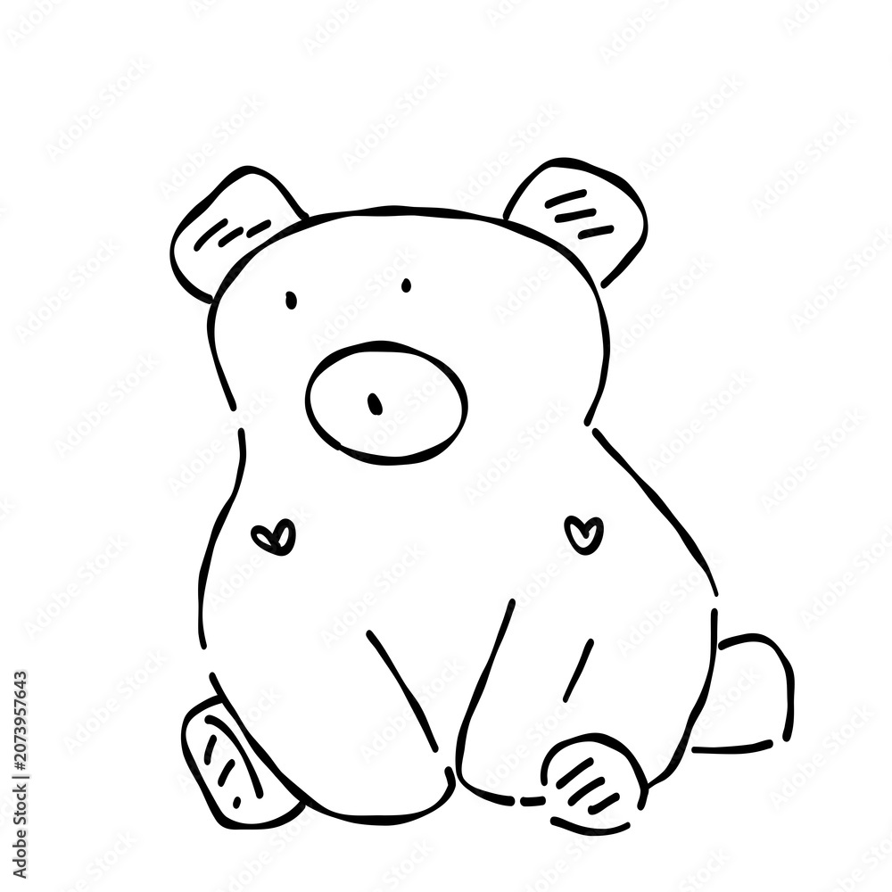 Obraz premium Kawaii Hand Drawn Doodle Clipart Set, Cute Line Art Elements Collection