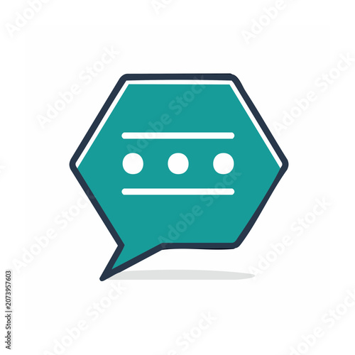 Teal hexagon chat bubble icon with transparent background