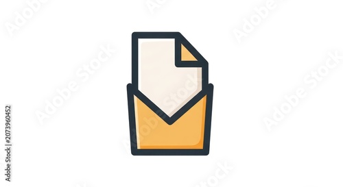Minimalist vector icon of an open envelope with a document inside.