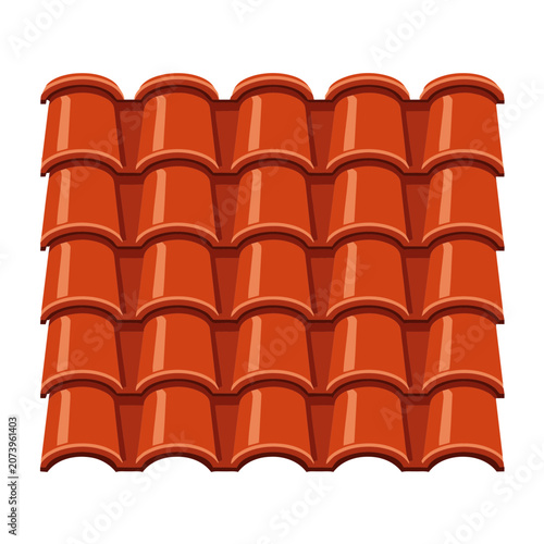 Red Clay Roof Tiles Pattern Vector