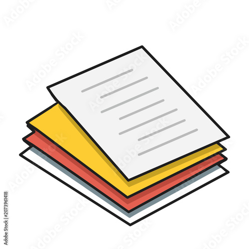 Stack of colored documents vector illustration