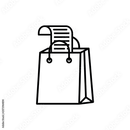 Icon of shopping bag with receipt