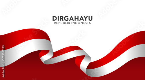 Flowing Indonesian Flag Independence Day Banner
