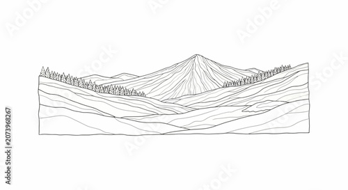 Принти на полотні Mountain range with layered terrain.