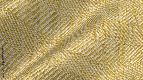 Elite Italian Mustard Yellow Herringbone Silk Linen Cotton Fabric rippling in vibrant waves of sophisticated zigzag texture and luxury summer blend