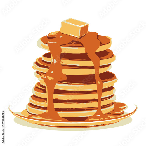 Stack of Pancakes with Syrup and Butter