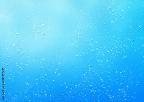 Canvastavla 水中の中の気泡もしくは炭酸イメージのさわやかな青い背景
