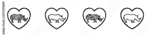 Foto Monochrome sketch endangered species icon design set