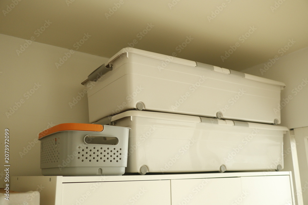 Wall Mural Homeowner organizes belongings for move or seasonal change