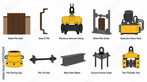 Foto Industrial Lifting Magnets and Steel Materials Collection.