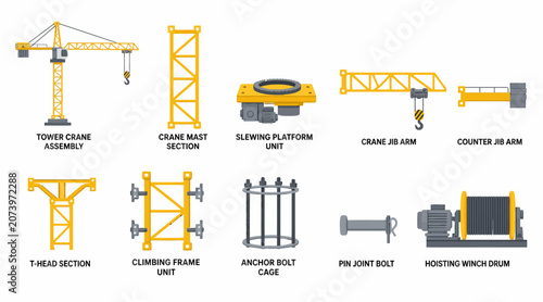 Canvas-taulu Collection of construction machinery and equipment illustrations.