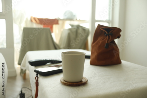 Arrangement of everyday items in natural daylight setting