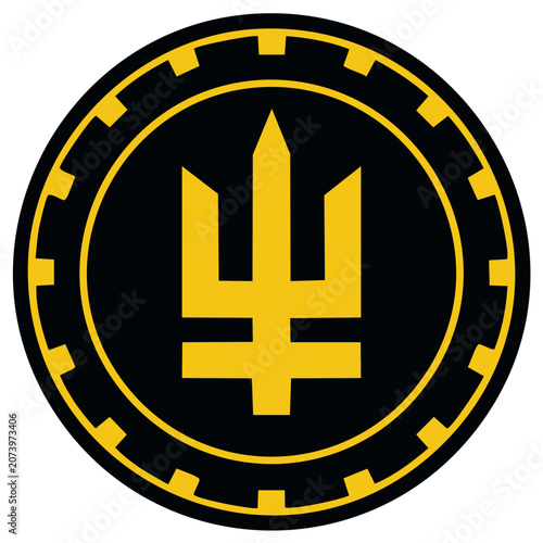 Golden Trident on Black Symbol Emblem Decorative Design