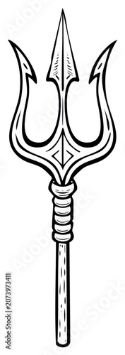 Black and white illustration of a trident
