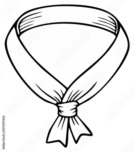Stylized Black and White Illustration of a Knotted Scarf or Neck Ribbon