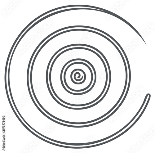 Simple black and white line art spiral expanding hypnotic pattern vector graphic