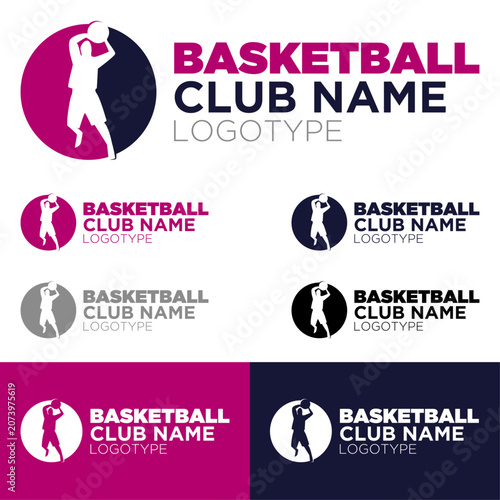 Basketball Club Logo Vector, Player Silhouette Sport Emblem, Modern Professional Team Branding Identity