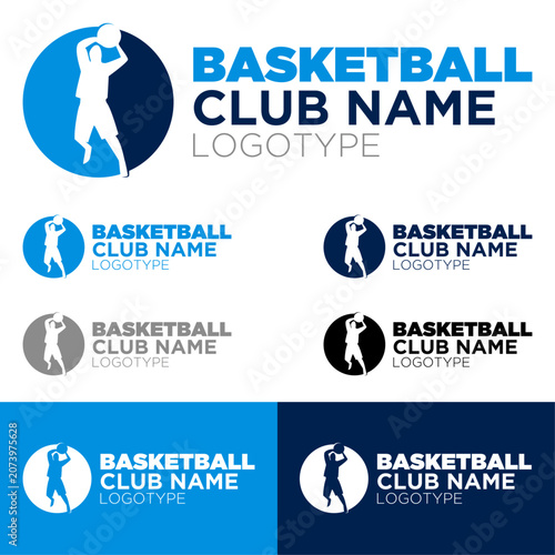 Basketball Club Logo Vector, Player Silhouette Sport Emblem, Modern Professional Team Branding Identity