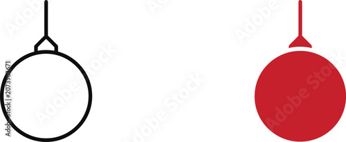 Bild auf Leinwand Two stylized Christmas ornaments presented as icons on a white background repres