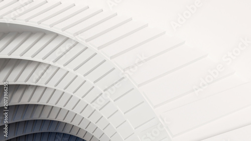 Billede på lærred White 3D geometric curved pattern with segmented rows