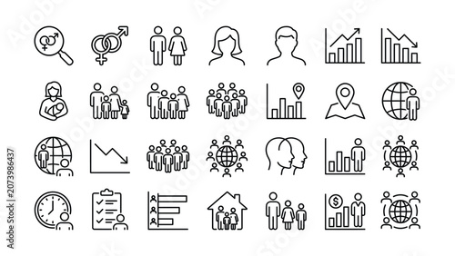 Photography Modern flat line business people demographic data analysis population statistics