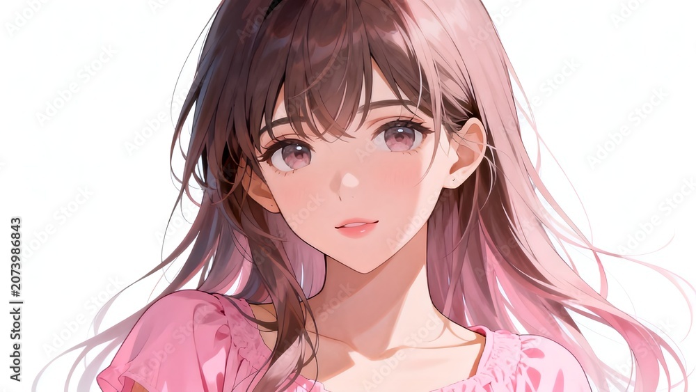 Fototapeta premium Anime girl with long hair