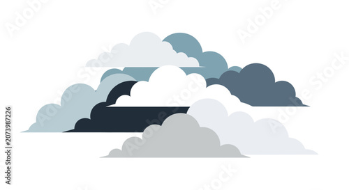 Collection of various fluffy white clouds.