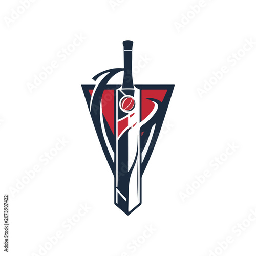 Cricket Championship Trophy Shield Logo Vector Illustration