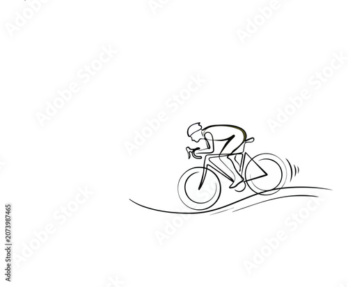 Continuous Line Cyclist Riding Bicycle Vector Illustration