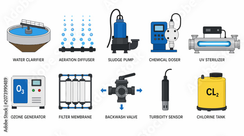 Fotografía Water Treatment and Chemical Processing Equipment Diagram.